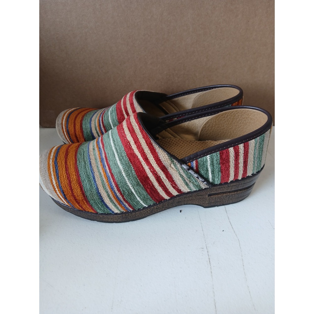 Dansko vegan striped weave clogs size 8.5 US 39 EU Southwestern boho eclectic